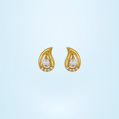 Pair of Golden Earrings with White Stones