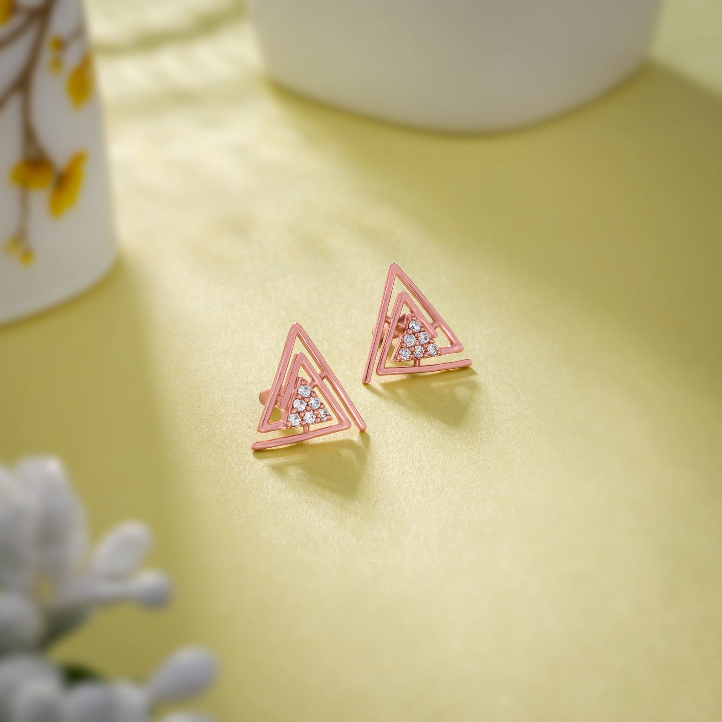 rose gold earrings with diamonds