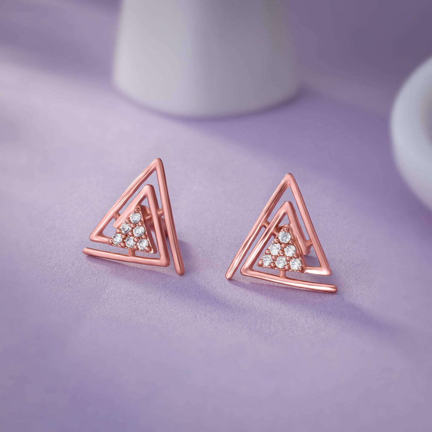 rose gold earrings with diamonds