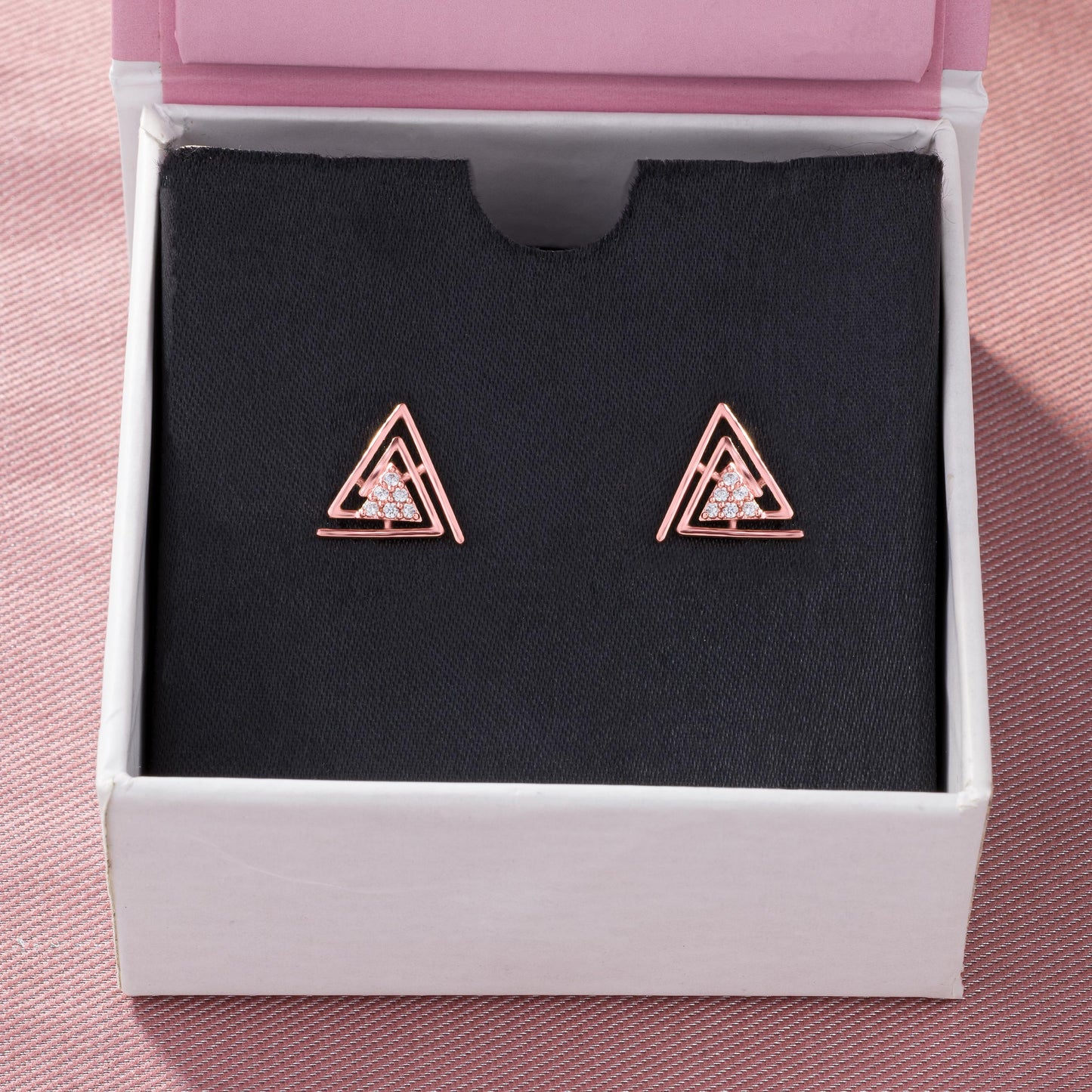 rose gold earrings with diamonds