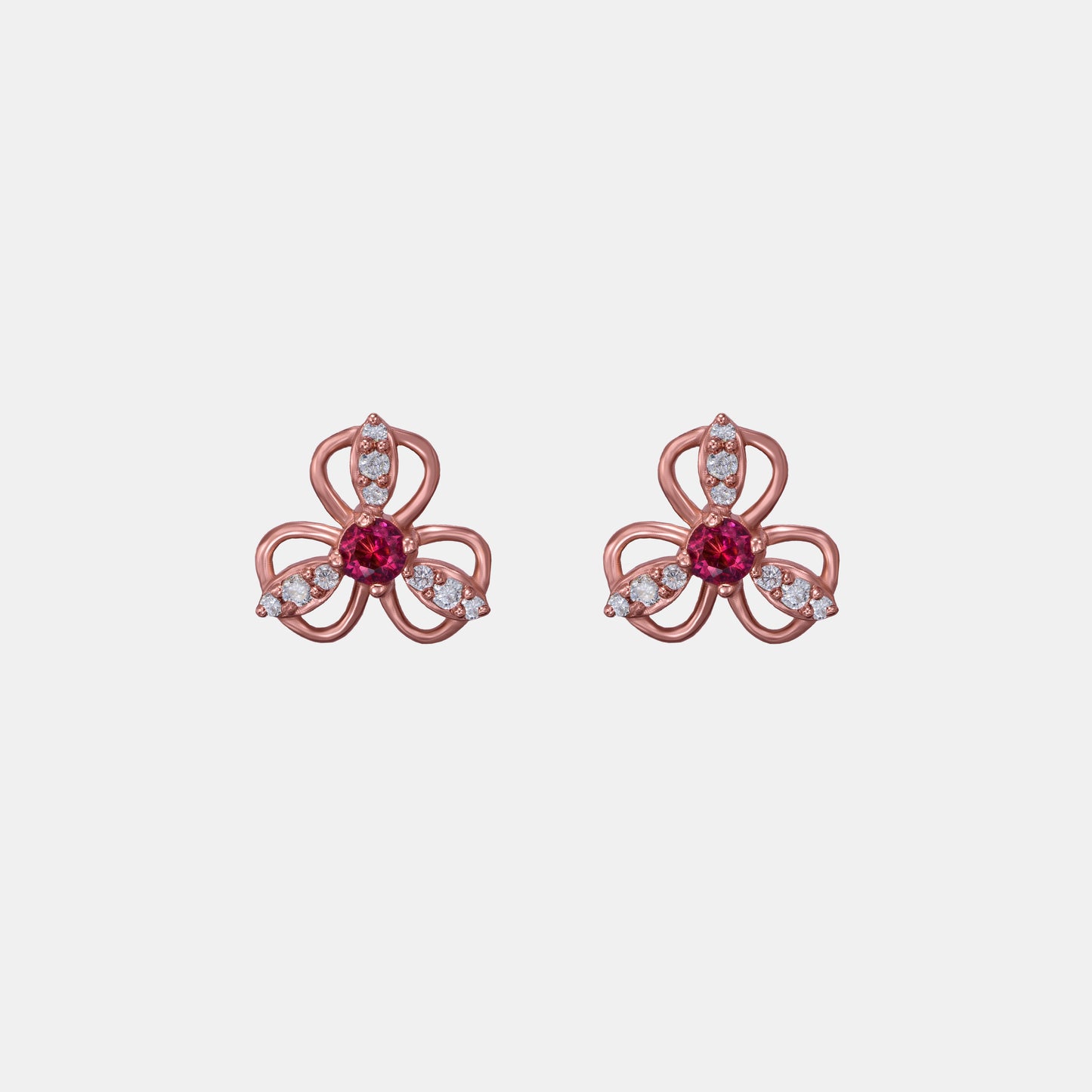 rose gold earrings with ruby stones