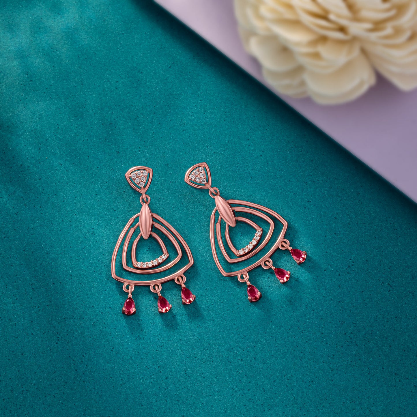 rose gold earrings with diamonds