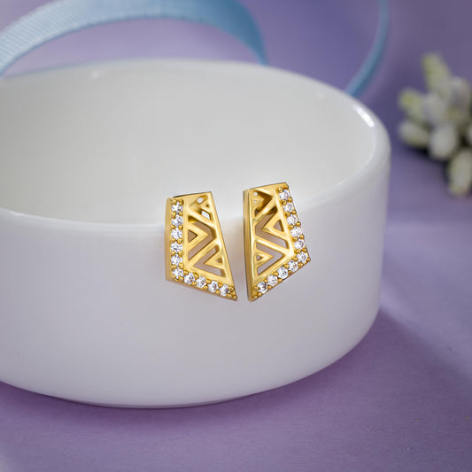 Pair of Golden Earrings with White stones