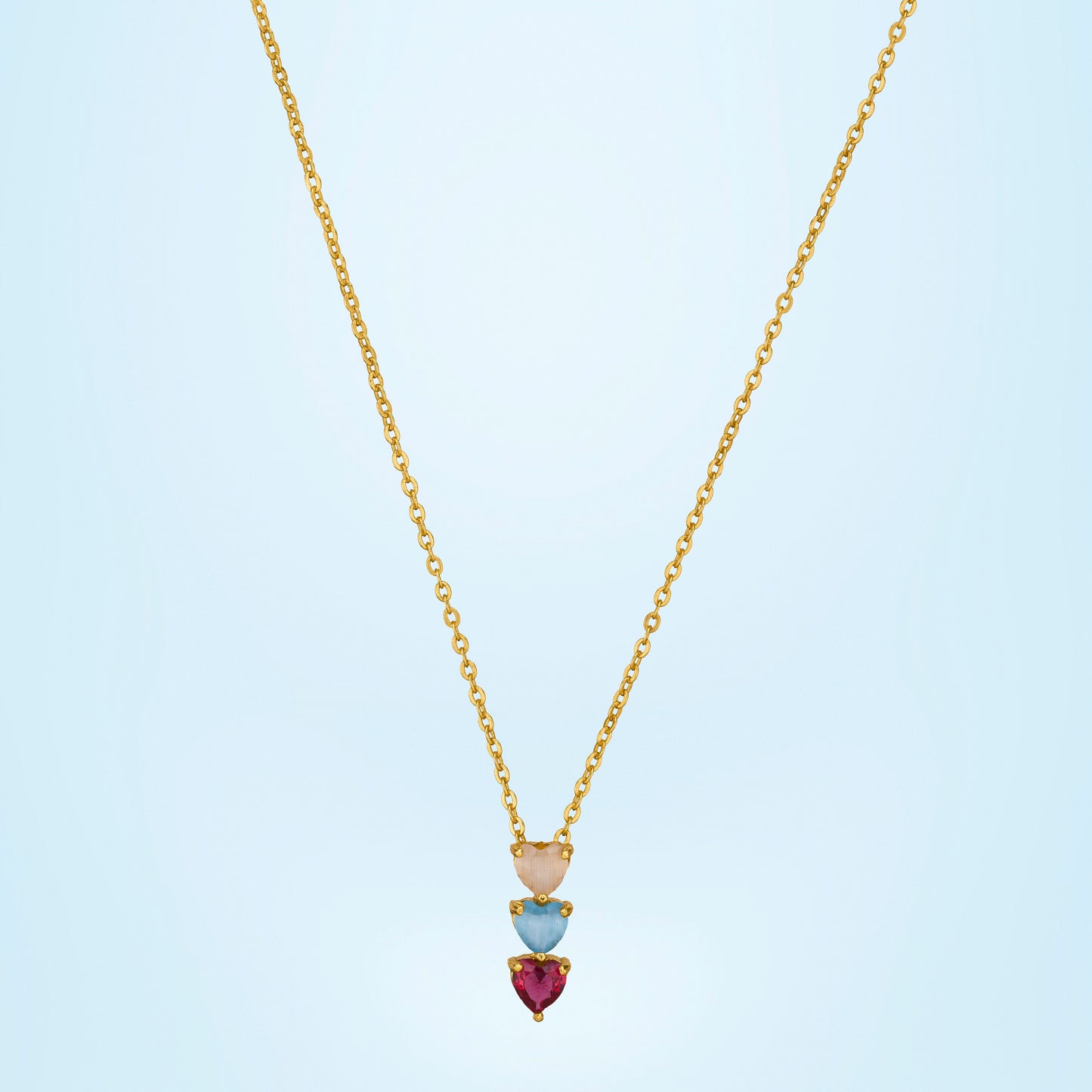 multi-color hanging heart necklace