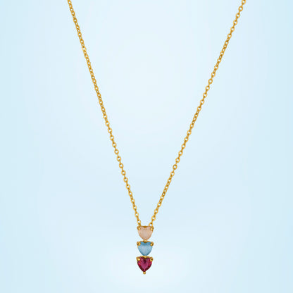 Multi-color Hanging Heart Necklace