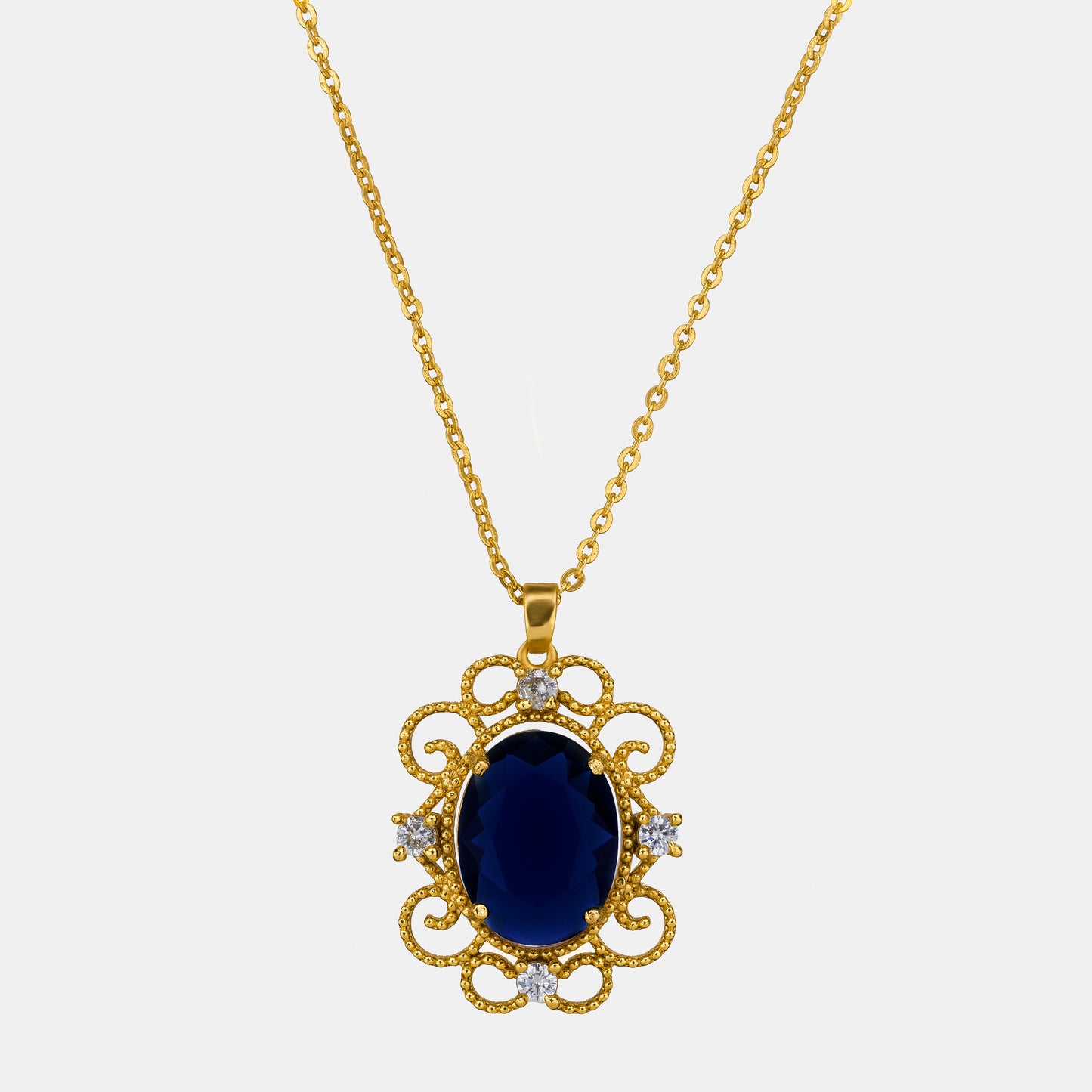 royal safire golden necklace