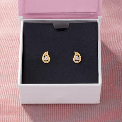 Pair of Golden Earrings with White Stones