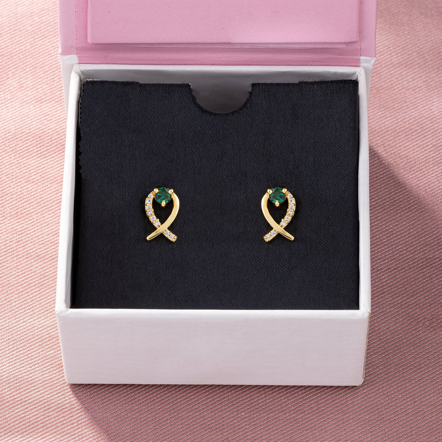 green emerald infinity earrings