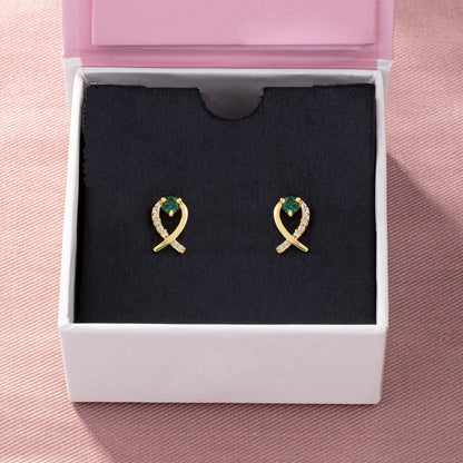 Green Emerald Infinity Earrings