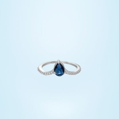 Silver Ring with a Sapphire and Diamonds