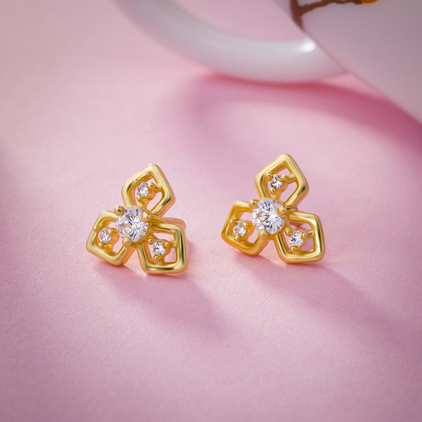 golden clover stud earrings