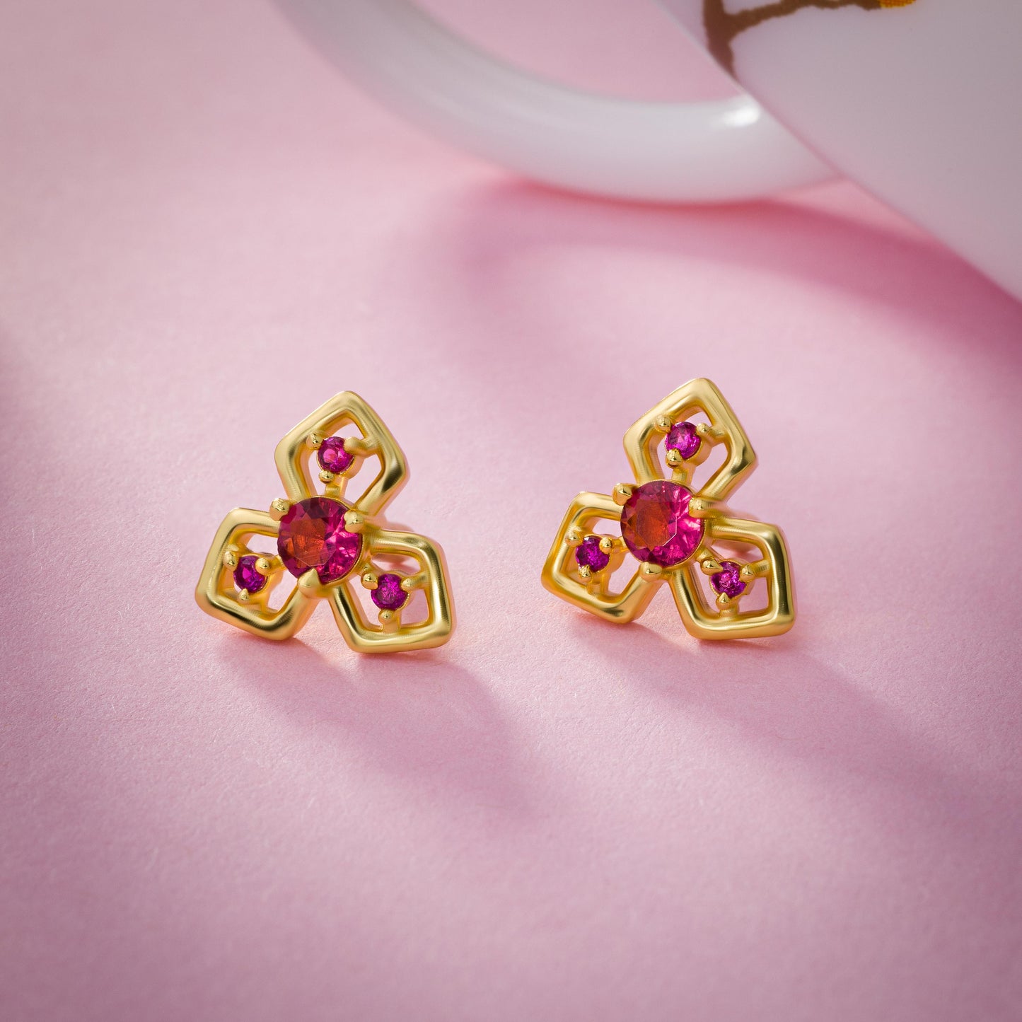 golden clover stud earrings