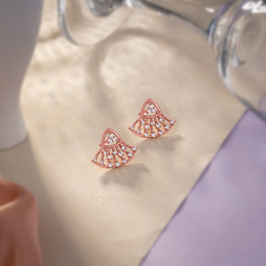 Rose Gold Diamond Fan Earrings