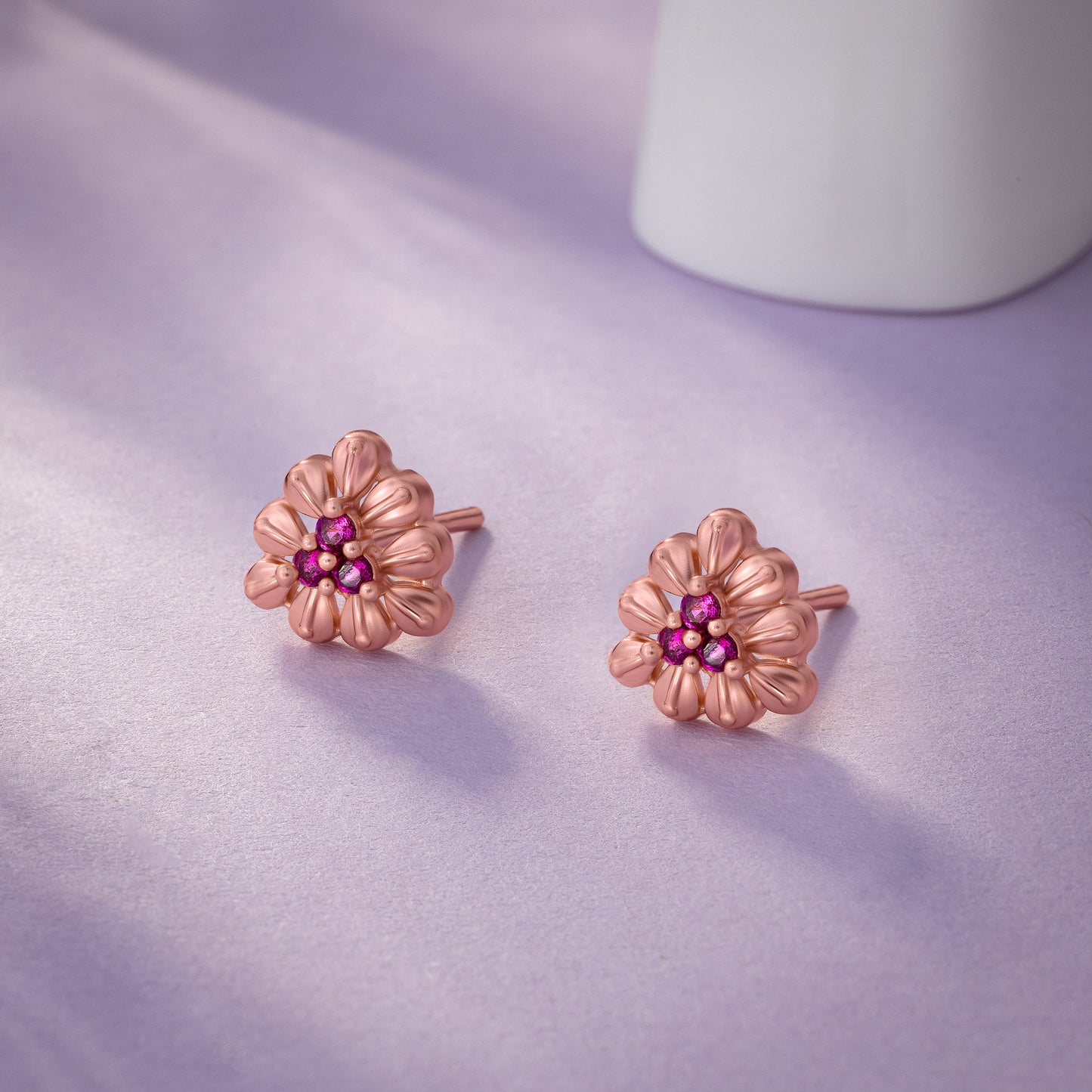 rose gold and flower earrings