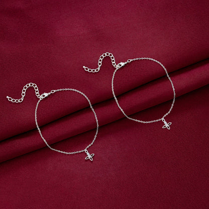 Pair of Silver Anklets with Diamonds