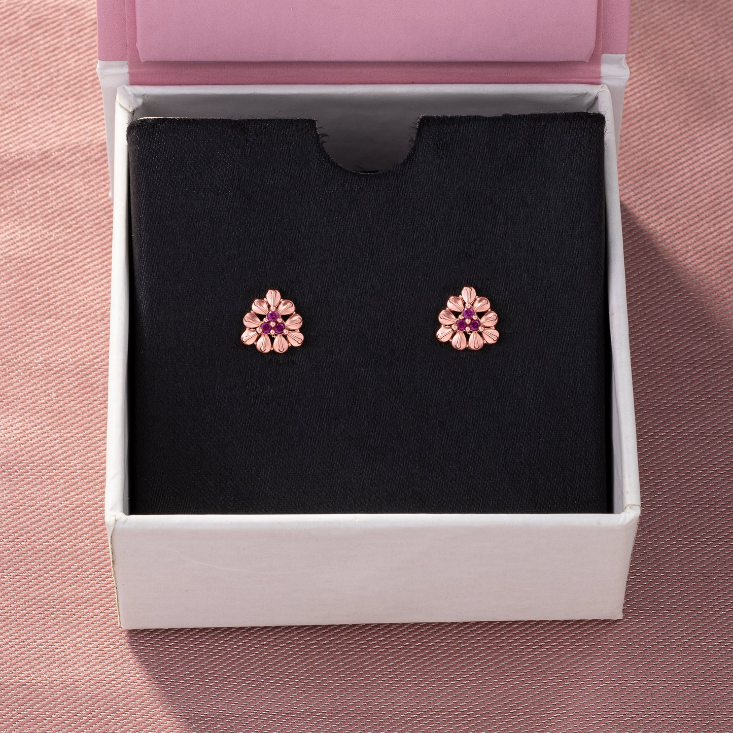 rose gold and flower earrings