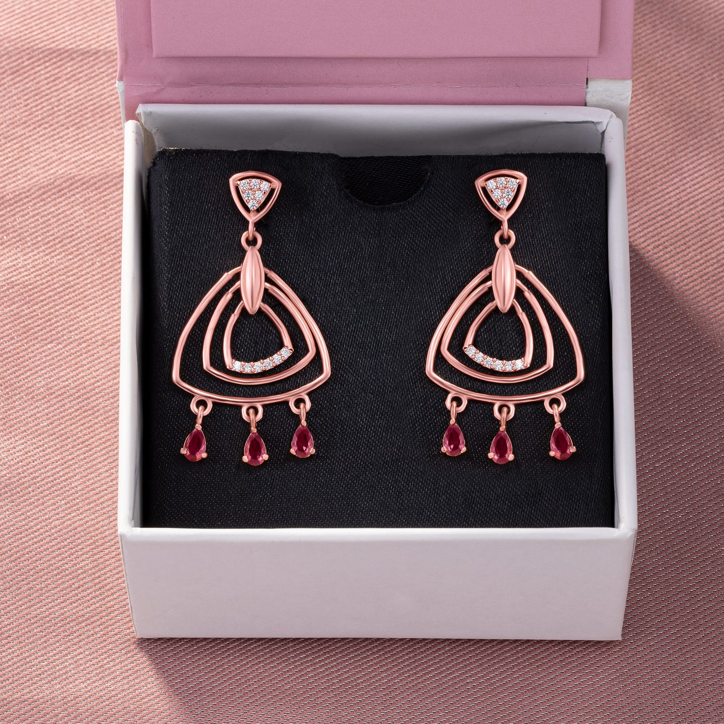 rose gold earrings with diamonds