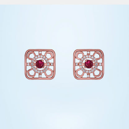 Ruby Earrings set in Rose Gold