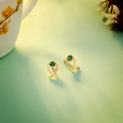 Green Emerald Infinity Earrings