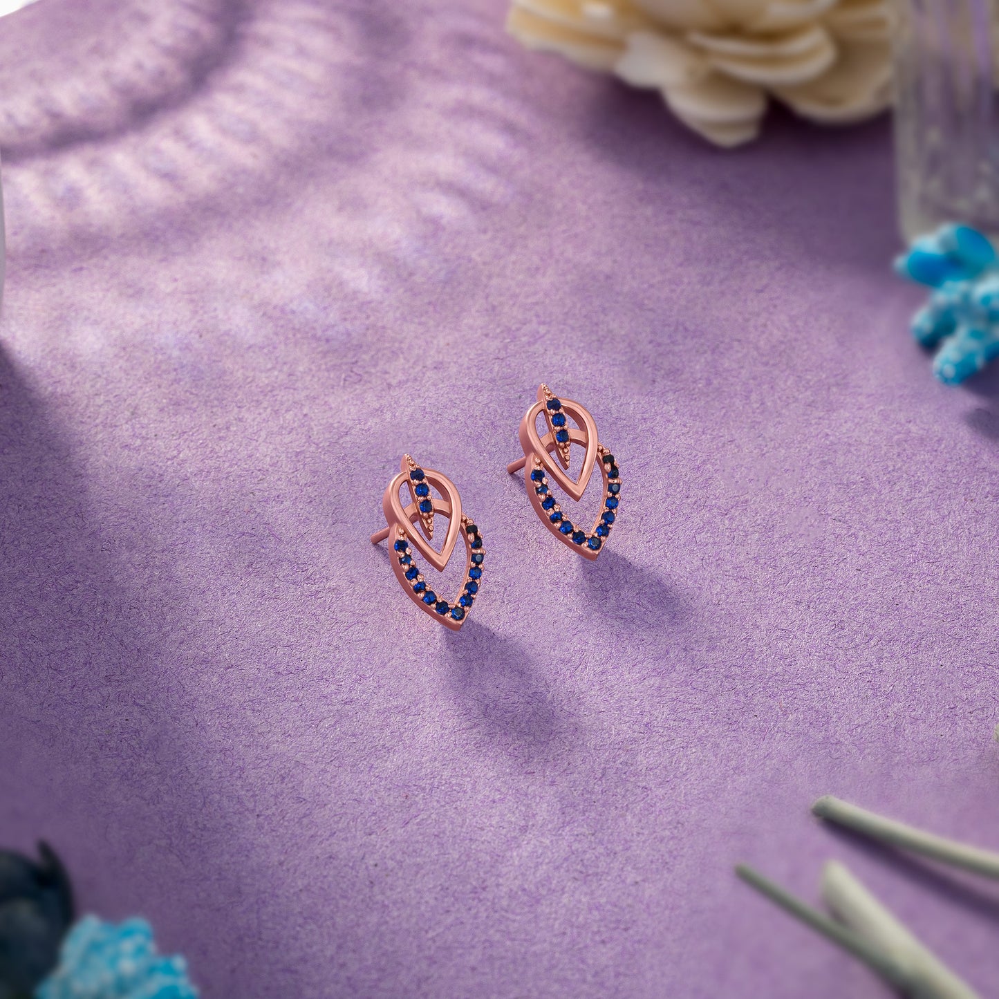 rose gold pair of sapphire earrings