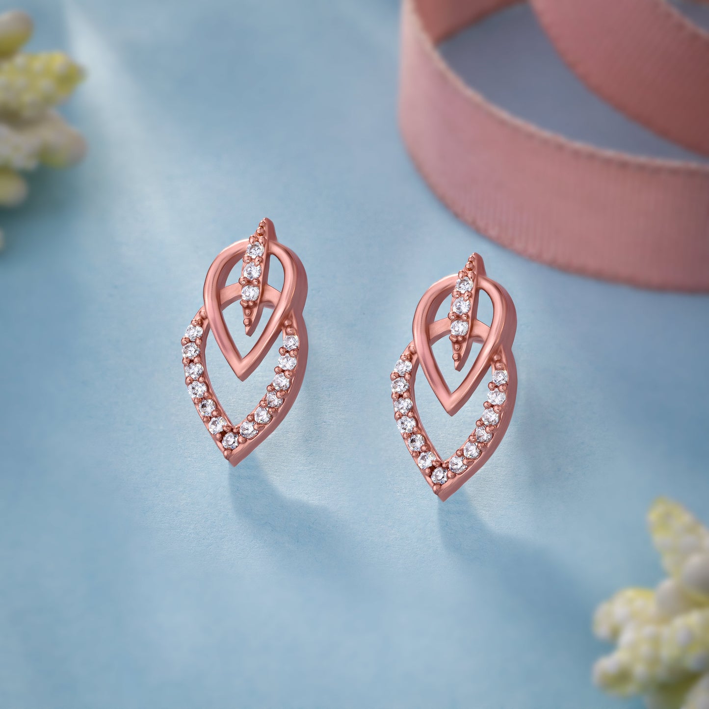 rose gold pair of sapphire earrings