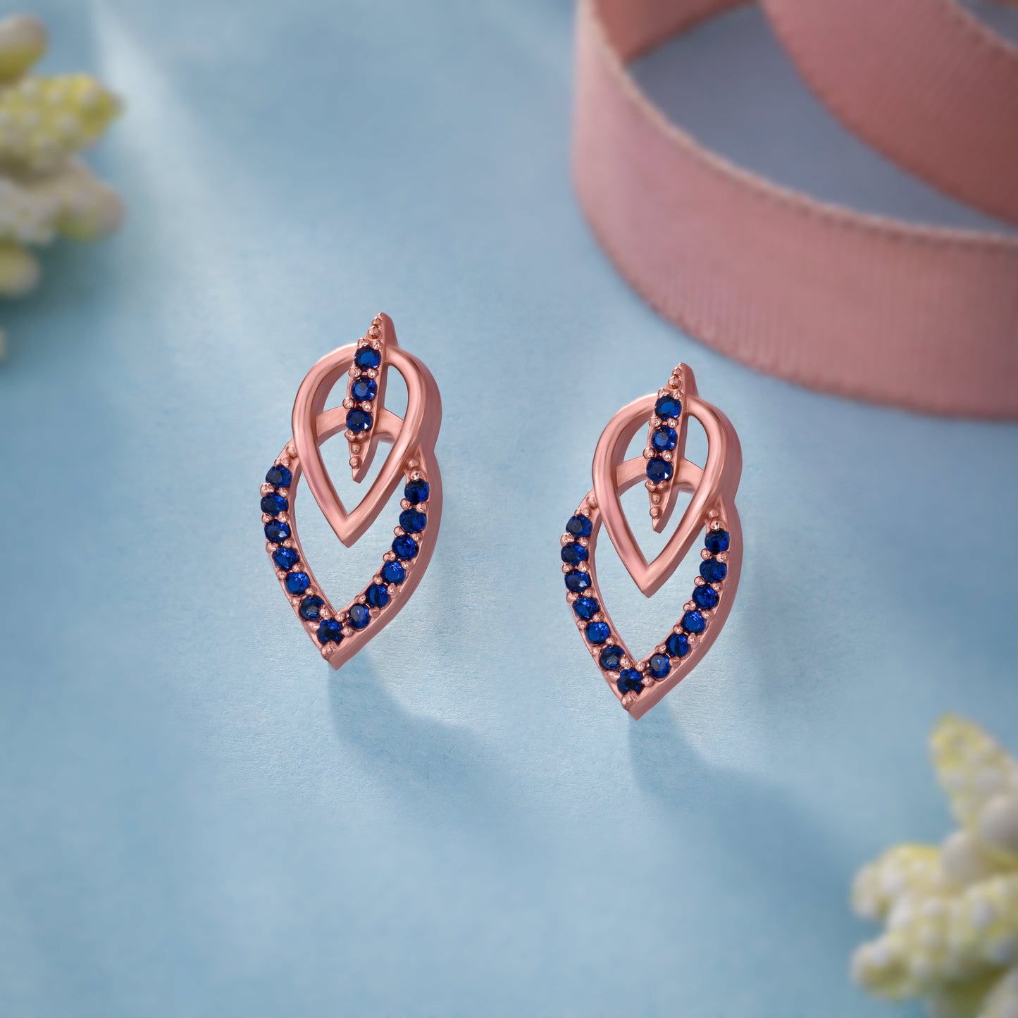 rose gold pair of sapphire earrings