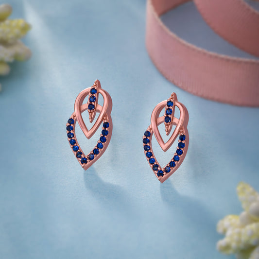 Rose Gold Pair of Sapphire Earrings