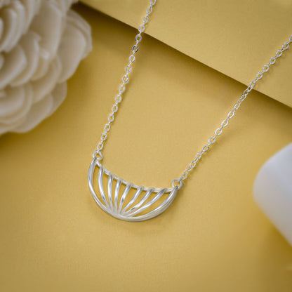 Silver Necklace with a Large Curved Design