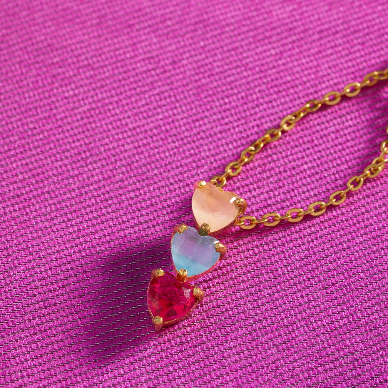 multi-color hanging heart necklace