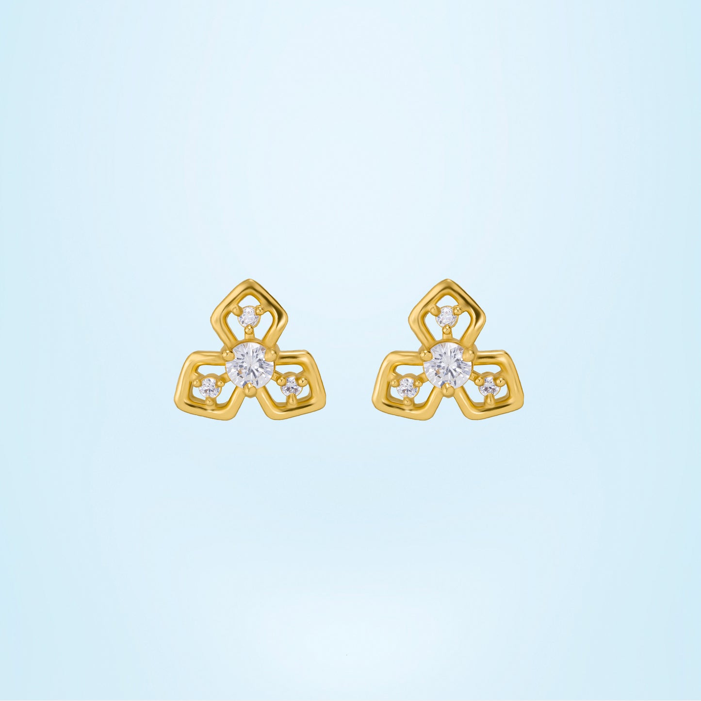 golden clover stud earrings