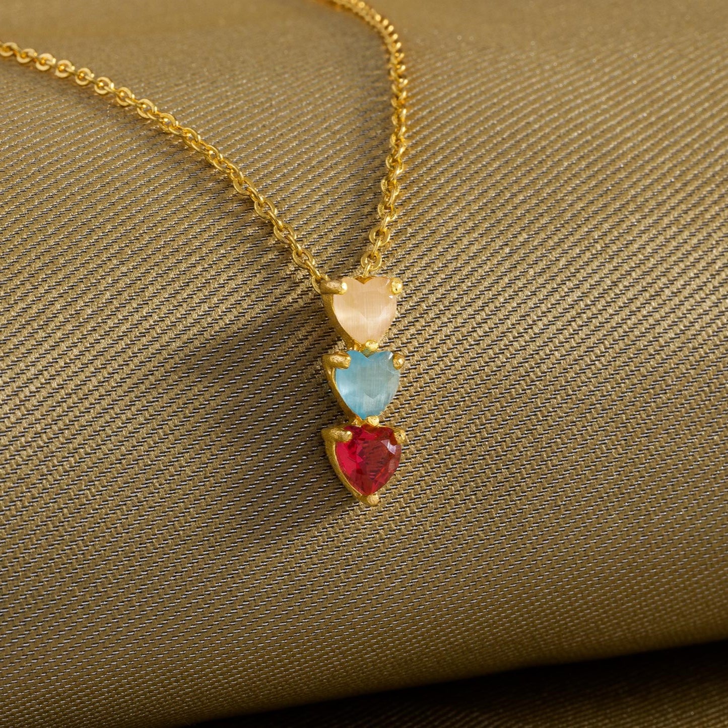 multi-color hanging heart necklace