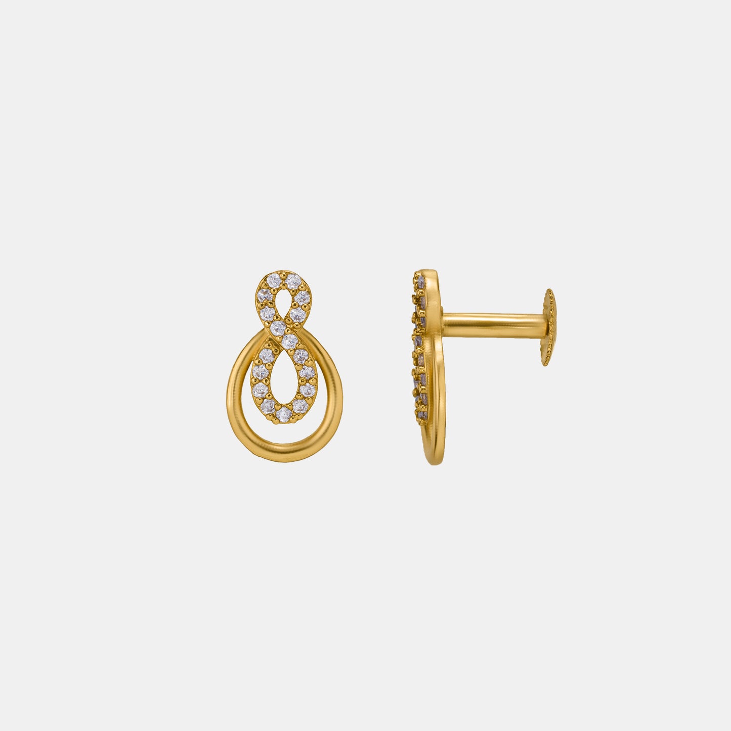 pair of golden earrings with diamonds