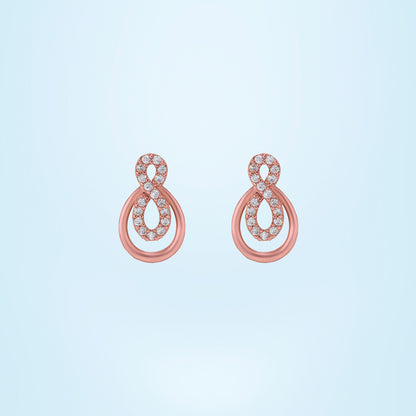 Pair of Rose Gold Earrings with Diamonds