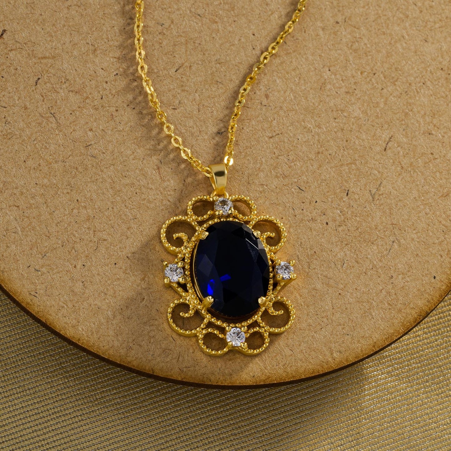 royal safire golden necklace