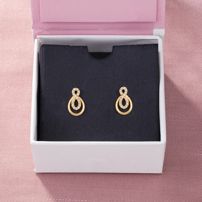 Pair of Golden Earrings with Diamonds