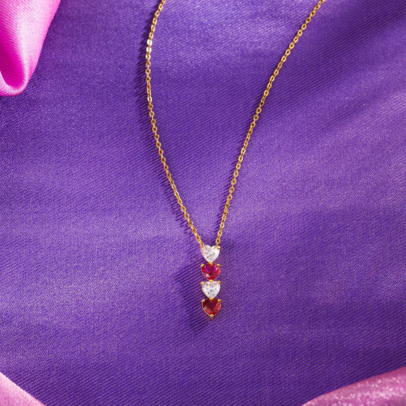 aurora red heart necklace