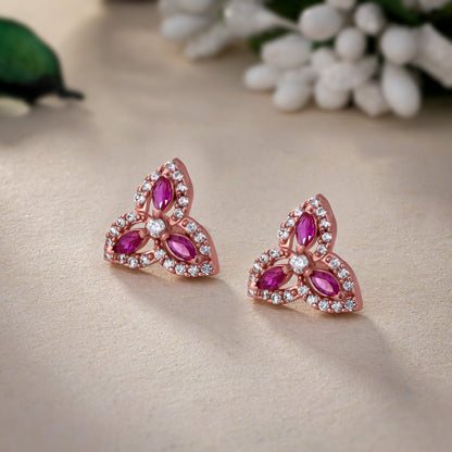 Diamond and Rose Gold Red Earrings