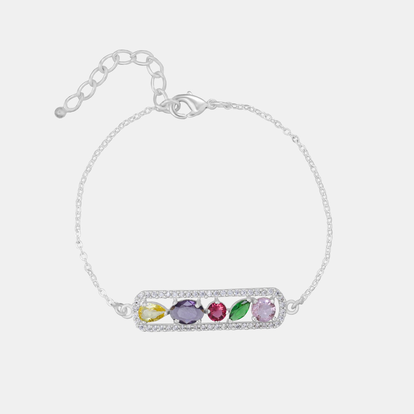 silver multi stone bracelet