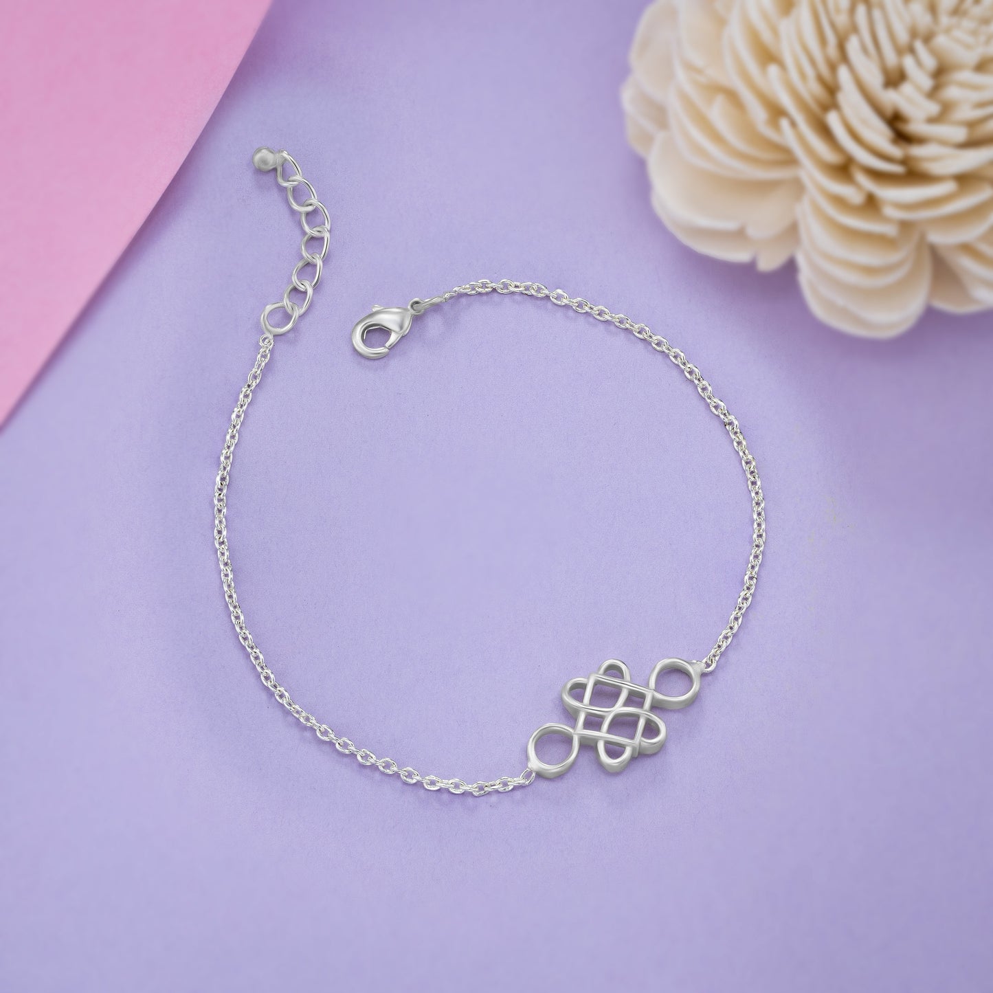 silver bracelet with a beautiful knot