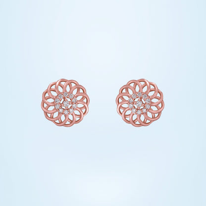 Pair of Rose Gold Earrings with Diamonds