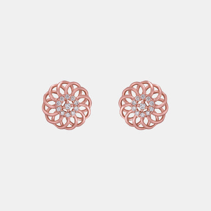 Pair of Rose Gold Earrings with Diamonds