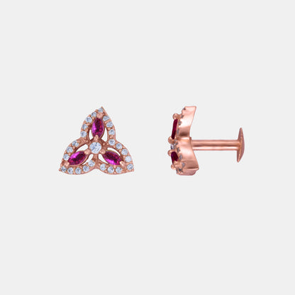 Diamond and Rose Gold Red Earrings