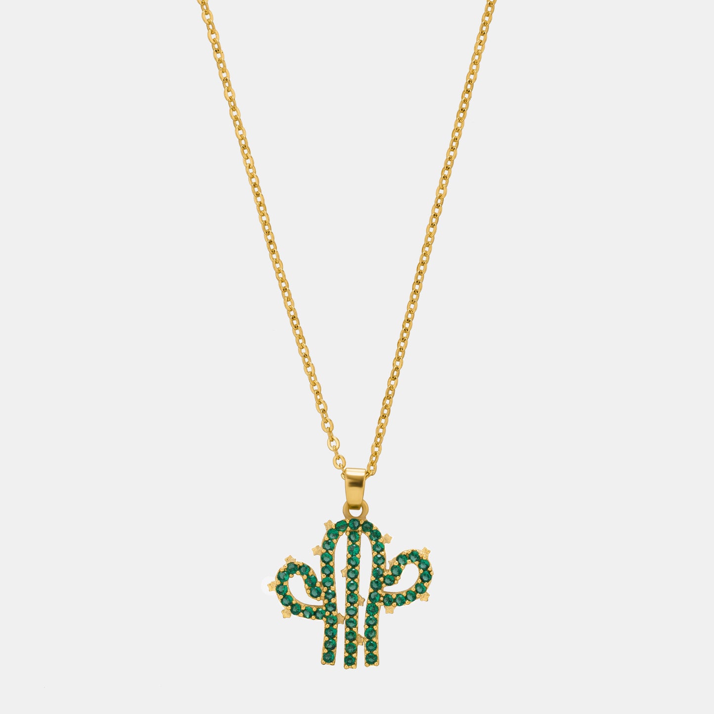 necklace with a cactus charm on it