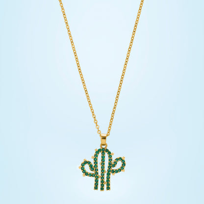 Necklace with a Cactus Charm on it