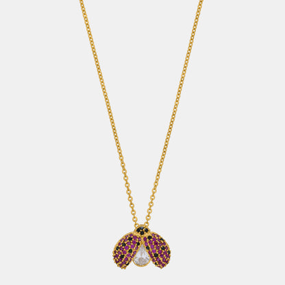 Golden Necklace with Lady Bug Pendant