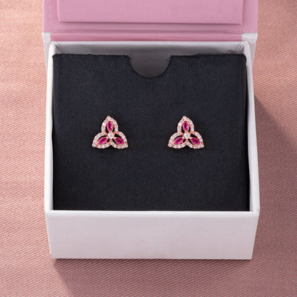 Diamond and Rose Gold Red Earrings