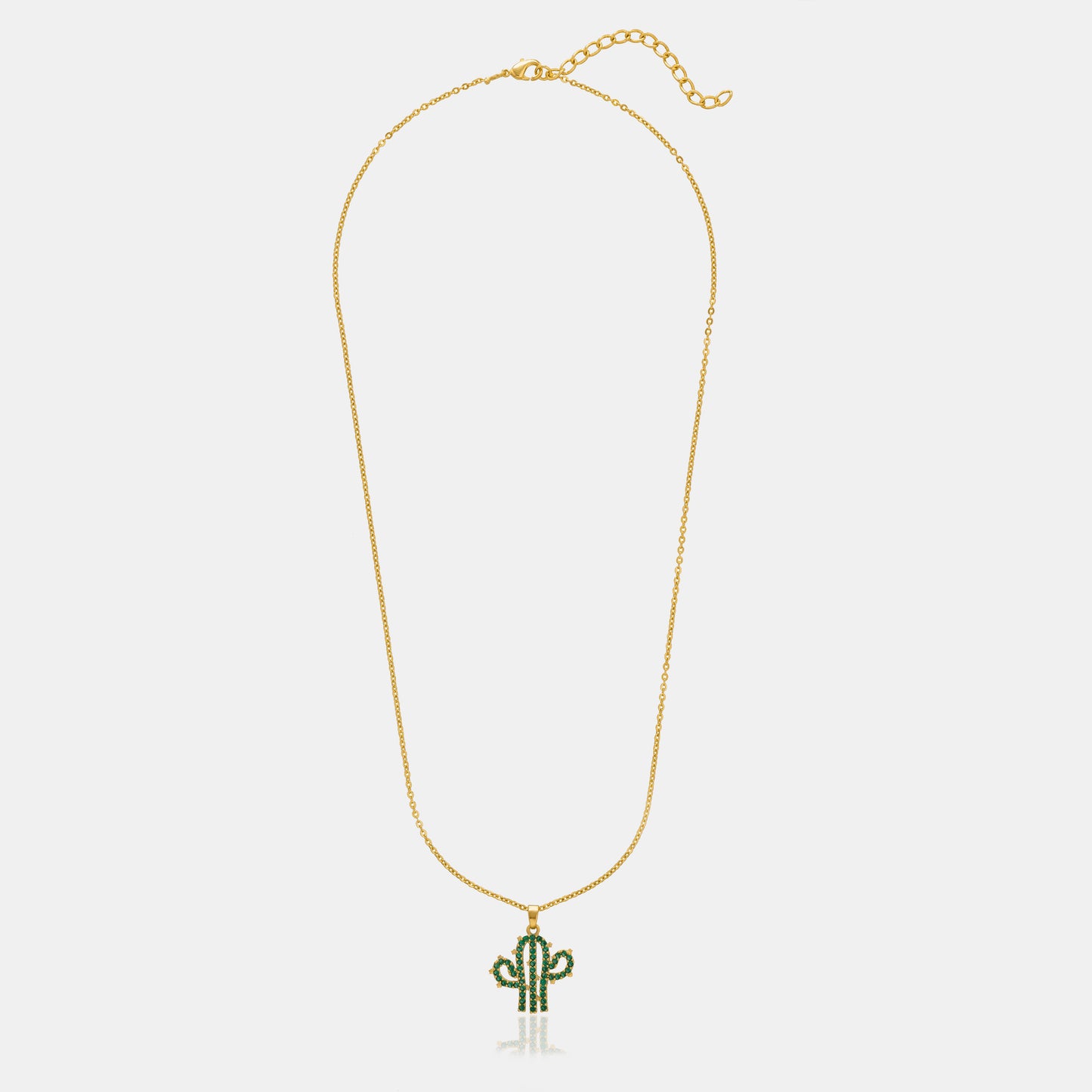 necklace with a cactus charm on it