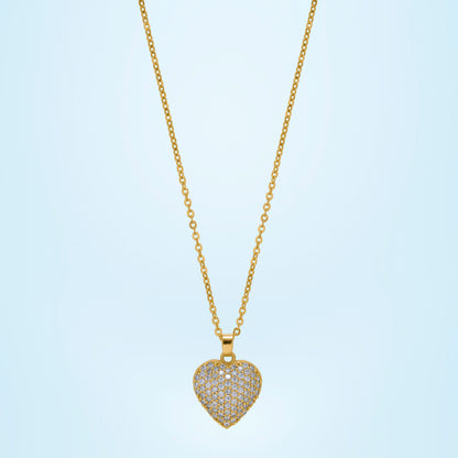 Golden Necklace with a Heart Pendant