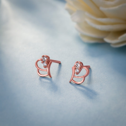 Pair of Rose Gold Earrings with a Diamond