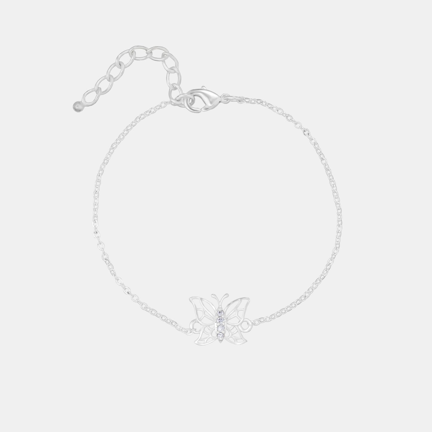 silver butterfly bracelet with diamonds